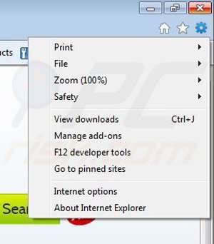 Removing ProductRecallAlert toolbar from Internet Explorer step 1