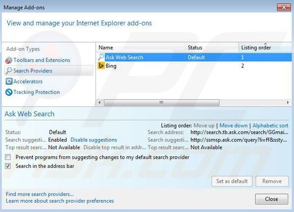 Removing SafePcRepair from Internet Explorer step 4