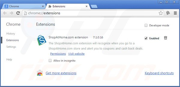 Removing shopathome toolbar from Google Chrome extensions