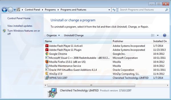sweet-page.com uninstall from Control Panel