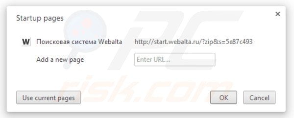 Removing webalta.ru from Google Chrome homepage