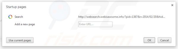 Removing websearch.webisawsome.info from Google Chrome homepage