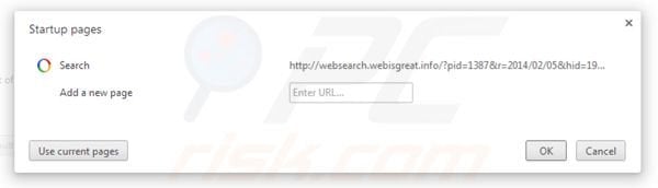Removing websearch.webisgreat.info from Google Chrome homepage
