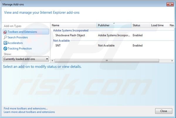 Removing websearch.webisgreat.info from Internet Explorer extensions