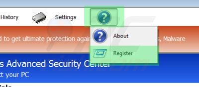 Removing Windows Antibreach Suite using registration key step 1