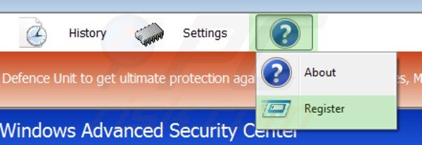 Removing Windows Pro Defence Kit using registration key step 1