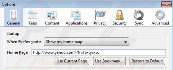 Removing Yahoo toolbar from Mozilla Firefox homepage