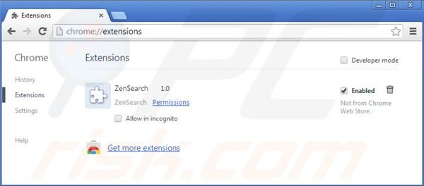 Removing zensearch.com from Google Chrome extensions