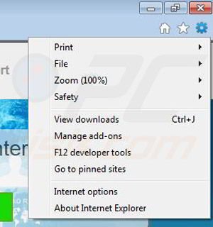 Removing ZoneTrek from Internet Explorer step 1