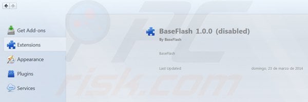 Removing baseflash from Mozilla Firefox step 2