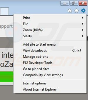 Removing BooZaka from Internet Explorer step 1