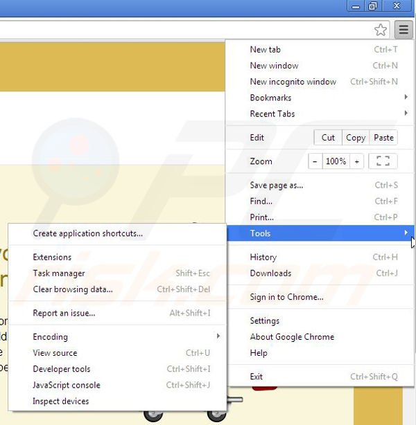 Removing Coupon Champion from Google Chrome step 1