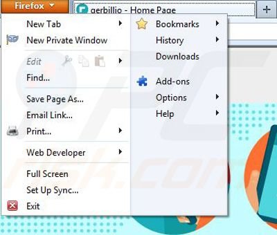 Removing gerbillio from Mozilla Firefox step 1