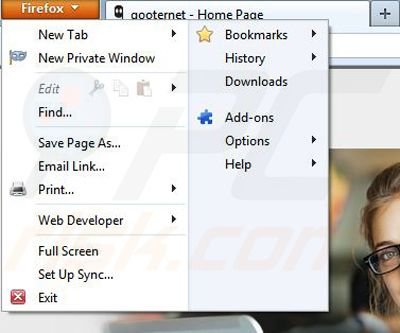 Removing Gooternet from Mozilla Firefox step 1