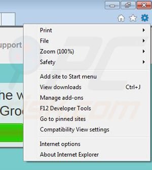 Removing GrooveDock from Internet Explorer step 1