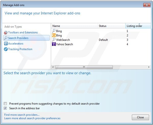 Removing websearch.helpmefindyour.info from Internet Explorer default search
