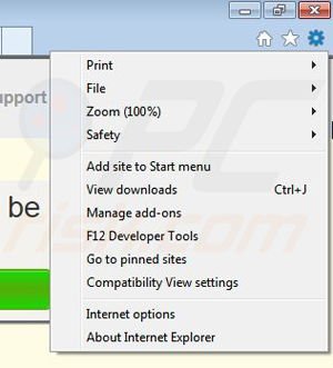 Removing HulaToo from Internet Explorer step 1