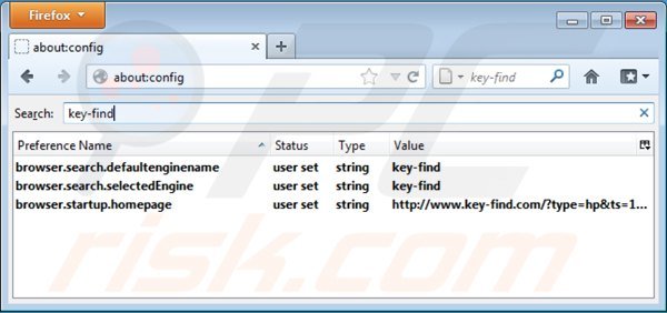Removing key-find.com from Mozilla Firefox default search engine settings