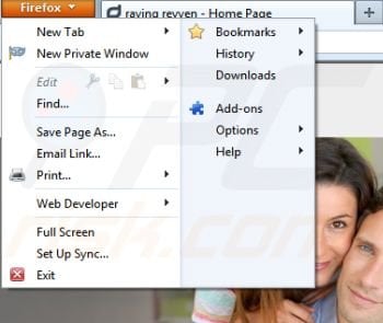 Removing raving reyven from Mozilla Firefox step 1
