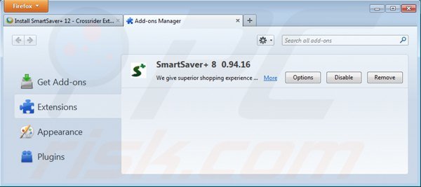 Removing smartsaver from Mozilla Firefox step 2