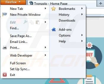 Removing Tronzolo from Mozilla Firefox step 1