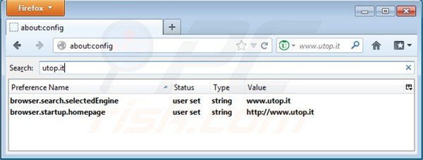 Removing utop.it from Mozilla Firefox default search