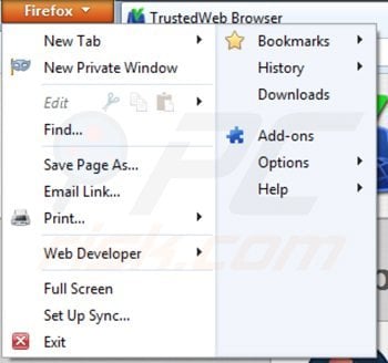 Removing trusted shopper from Mozilla Firefox step 1