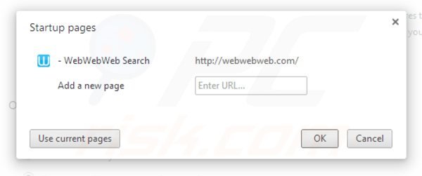 Removing webwebweb.com from Google Chrome homepage