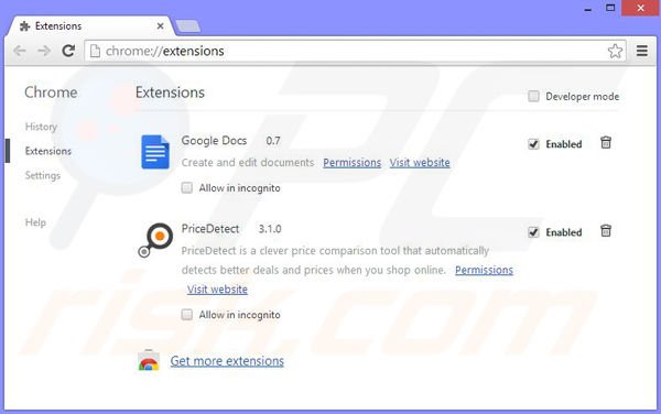 Removing Coupon Finder ads from Google Chrome step 2