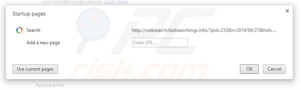 Removing websearch.fastsearchings.info from Google Chrome homepage