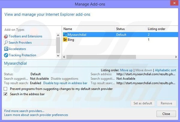 Remove Astromenda browser hijacker from Internet Explorer step 3