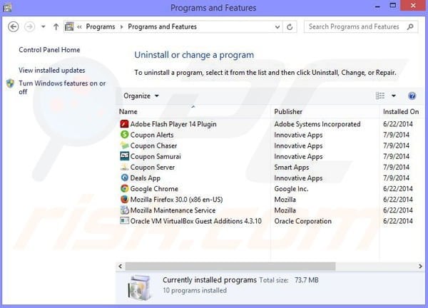 Browse Secure adware uninstall via Control Panel