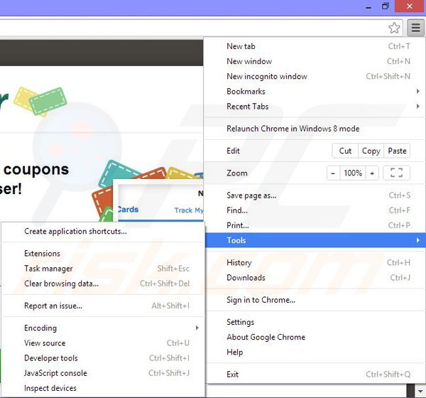 Removing Coupon Chaser ads from Google Chrome step 1