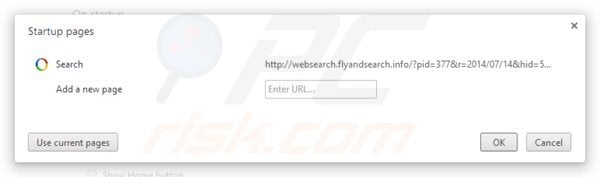 Removing websearch.flyandsearch.info from Google Chrome homepage