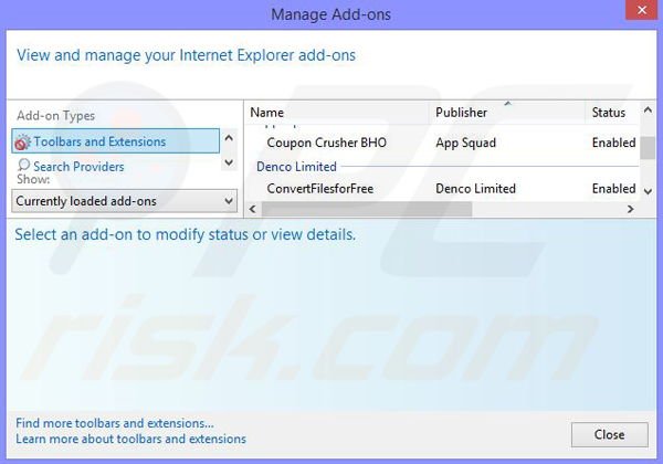 Removing foxydeal ads from Internet Explorer step 2