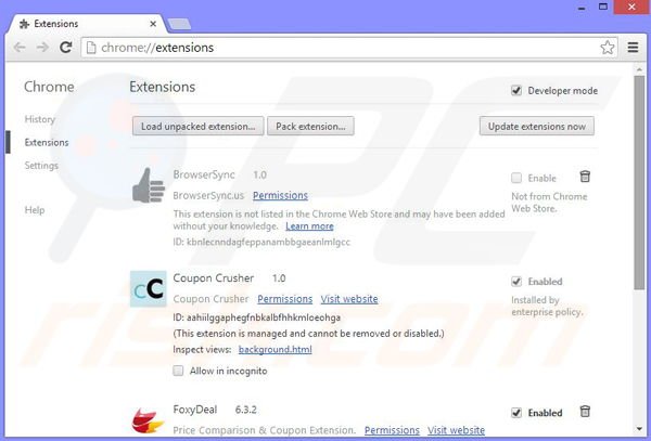 Remove Get-Search browser hijacker from Google Chrome step 1