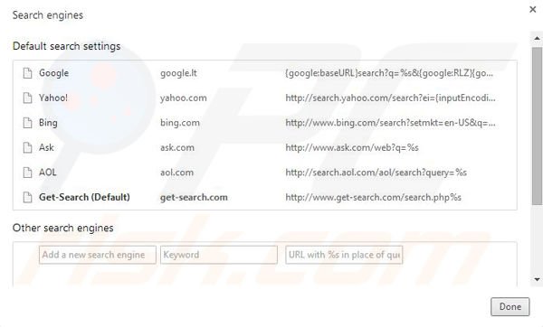 Remove Get-Search browser hijacker from Google Chrome step 4