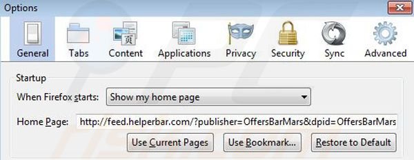 Remove OffersBar browser hijacker from Mozilla Firefox step 2