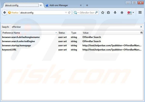 Remove OffersBar browser hijacker from Mozilla Firefox step 3
