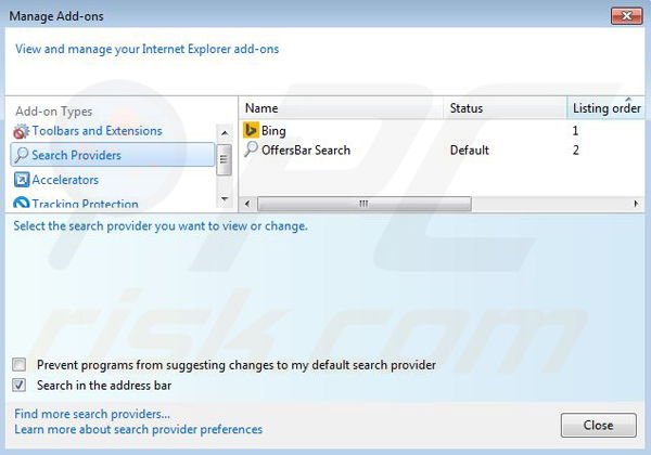 Remove OffersBar browser hijacker from Internet Explorer step 3