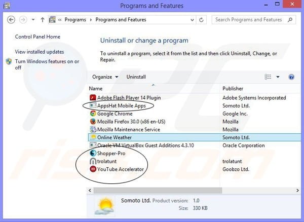 Programs that installed together with Online Weather