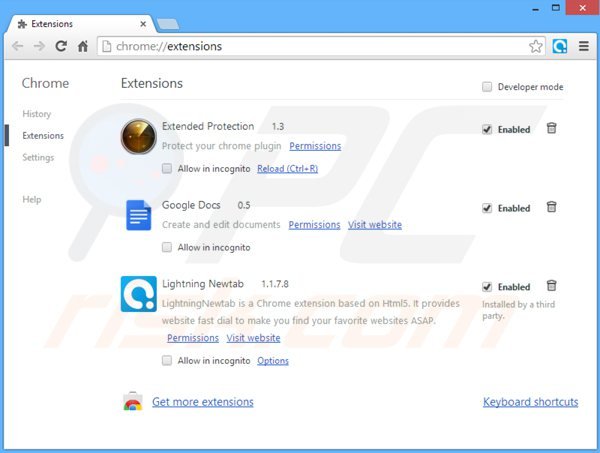Removing searches.vi-view.com related Google Chrome extensions