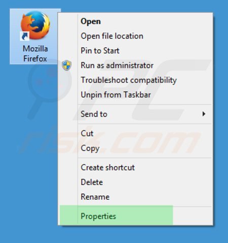 Removing searches.vi-view.com from Mozilla Firefox shortcut target 1