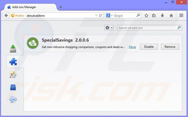 Removing SuperIntext ads from Mozilla Firefox step 2