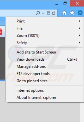 Removing cinemax ads from Internet Explorer step 1