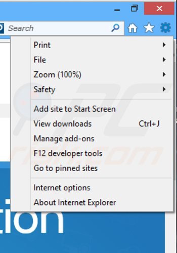 Removing obrona vpn from Internet Explorer step 1