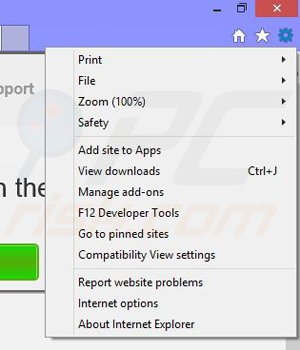 Removing optitroy from Internet Explorer step 1