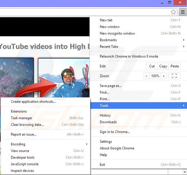 Removing 123HD-Plus ads from Google Chrome step 1