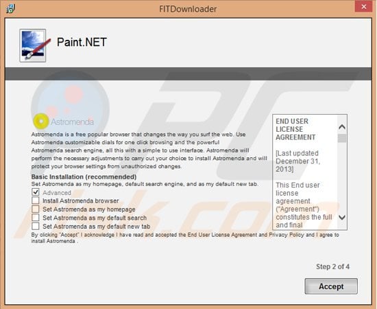 astromenda.com browser hijacker installer 