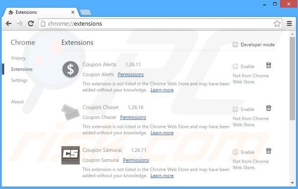 Removing DiscountPlace ads from Google Chrome step 2